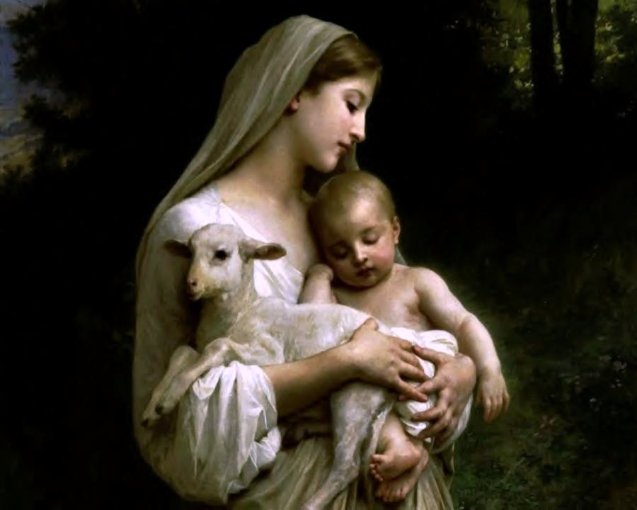 Дева Мария с Младенцем и агнцем